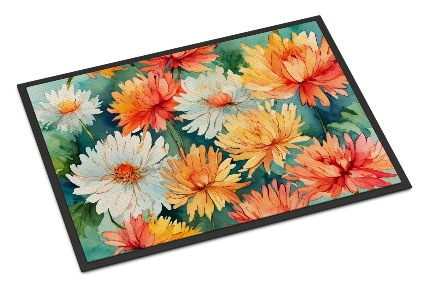 Buy this Chrysanthemums in Watercolor Indoor or Outdoor Mat 24x36