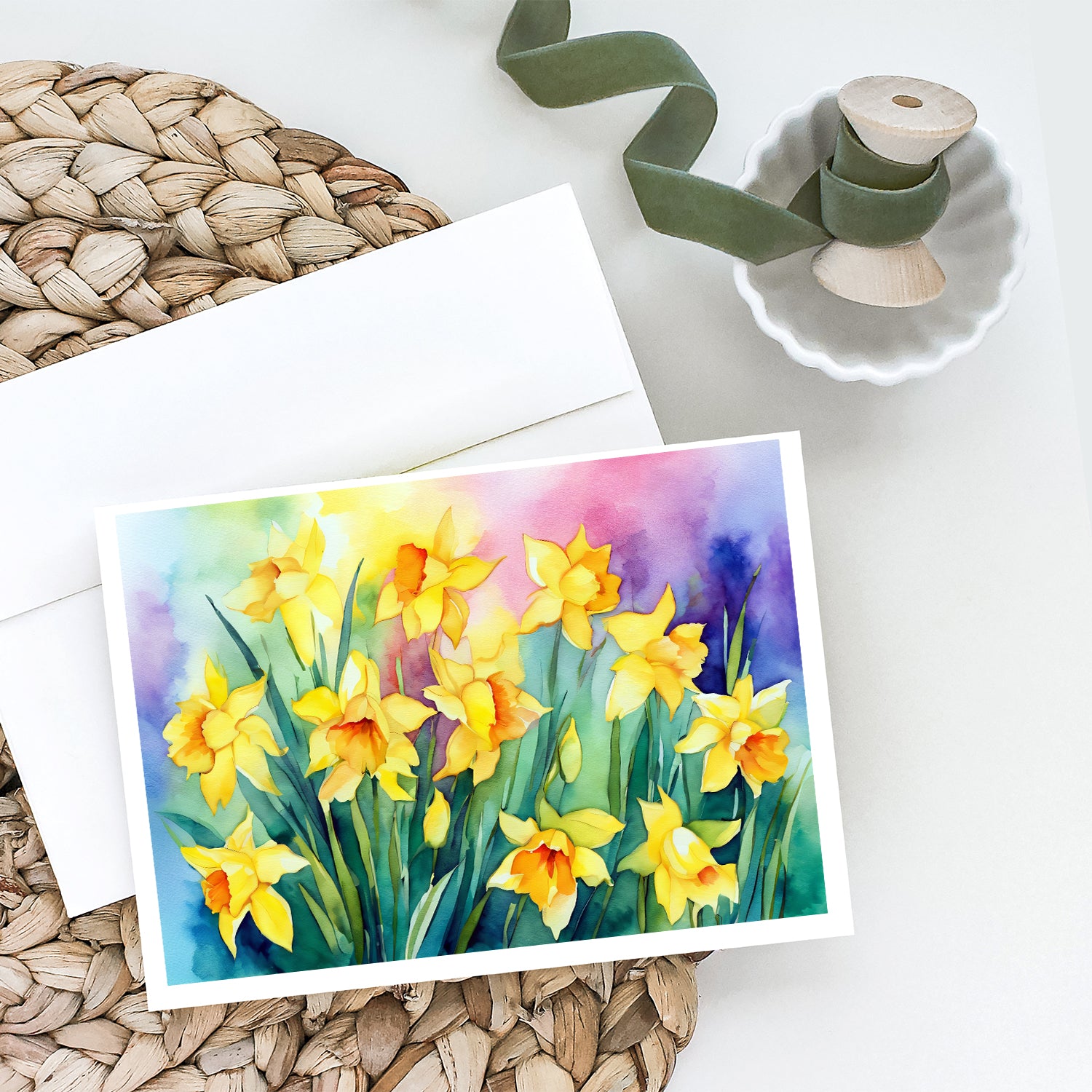 Buy this Daffodils in Watercolor Greeting Cards and Envelopes Pack of 8