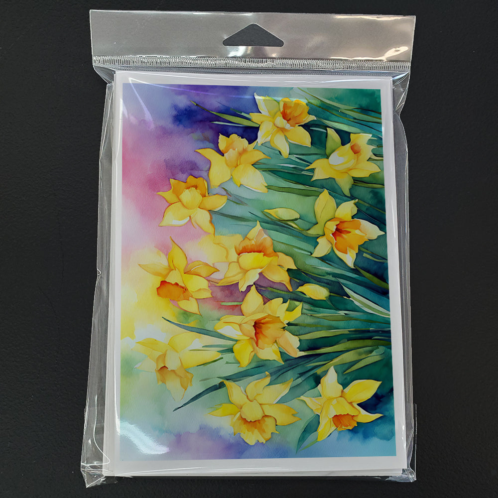 Daffodils in Watercolor Greeting Cards and Envelopes Pack of 8