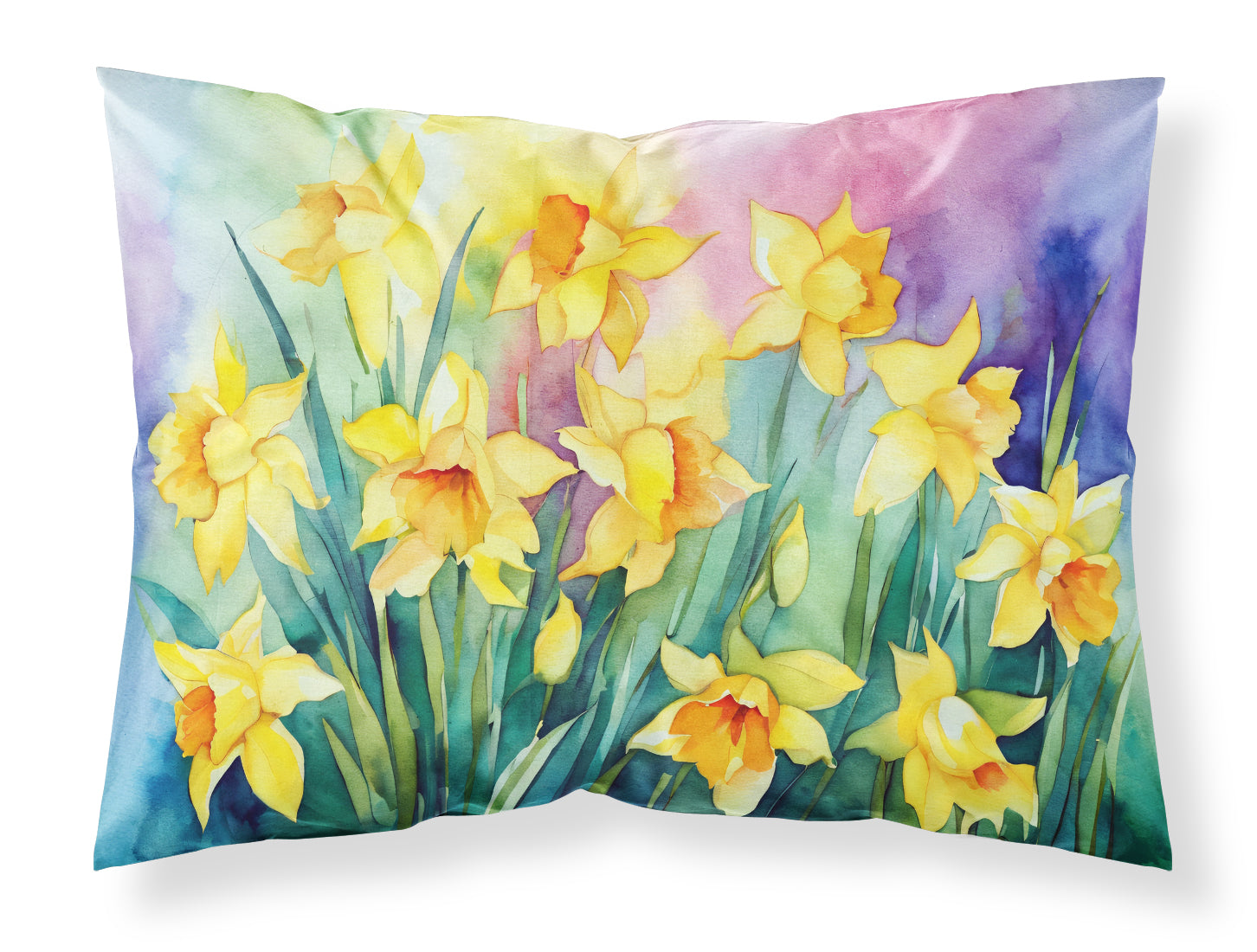 Buy this Daffodils in Watercolor Fabric Standard Pillowcase