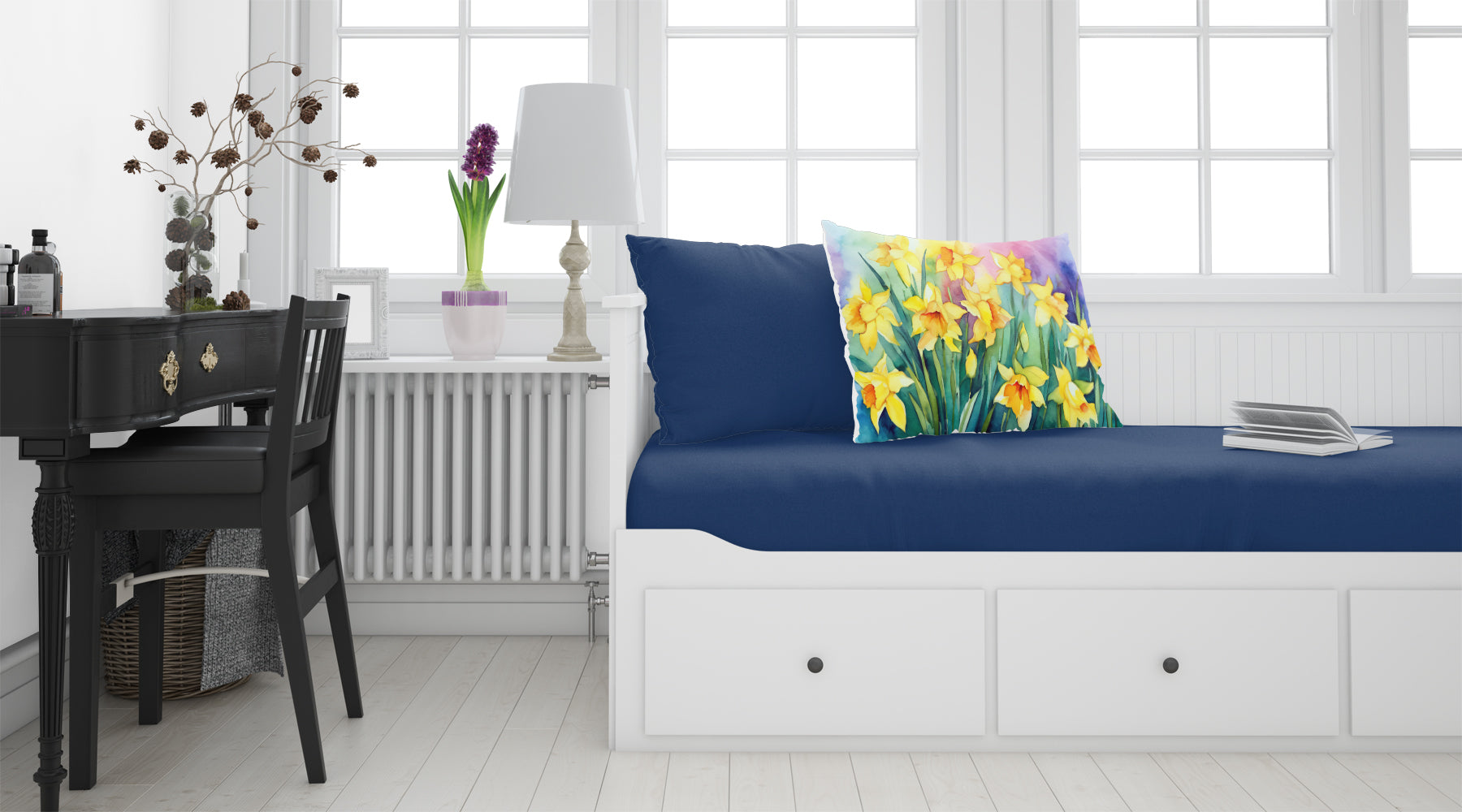 Buy this Daffodils in Watercolor Fabric Standard Pillowcase