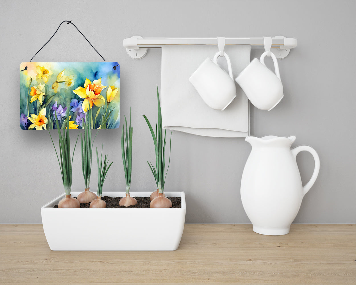 Daffodils in Watercolor Wall or Door Hanging Prints