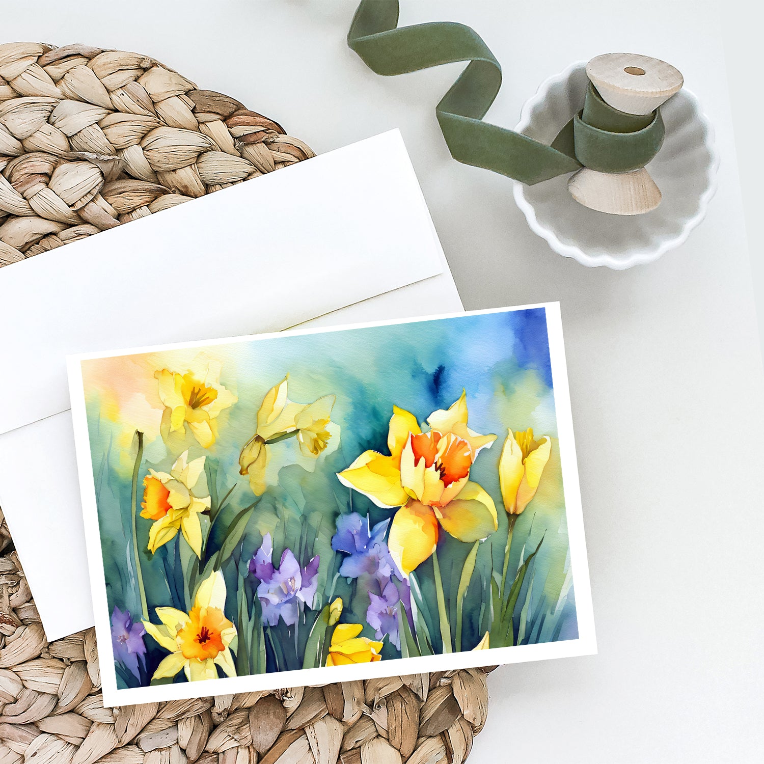 Buy this Daffodils in Watercolor Greeting Cards and Envelopes Pack of 8
