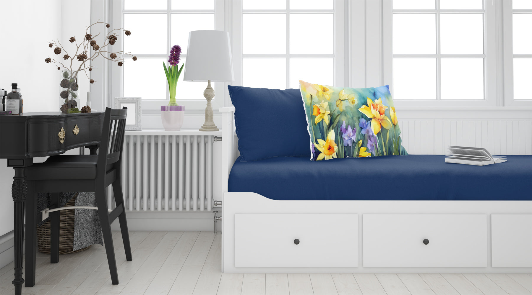 Daffodils in Watercolor Fabric Standard Pillowcase