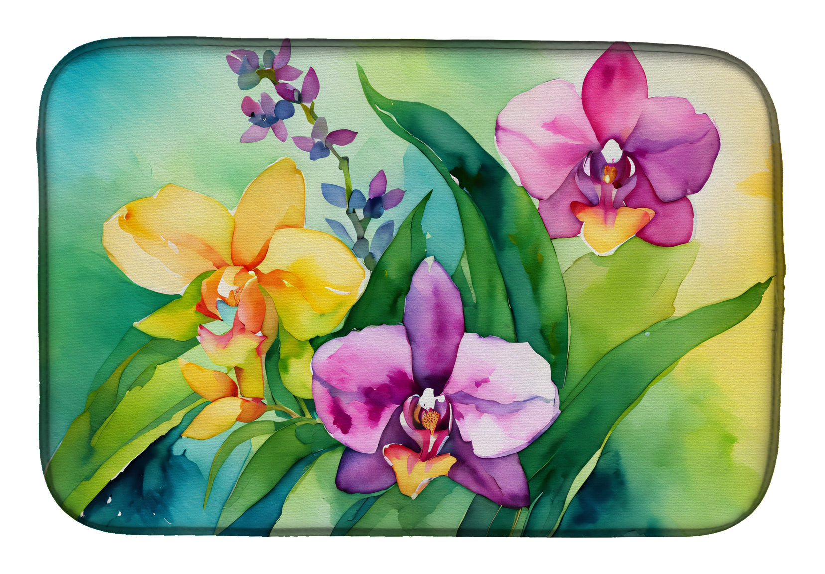 Buy this Orchids in Watercolor Dish Drying Mat