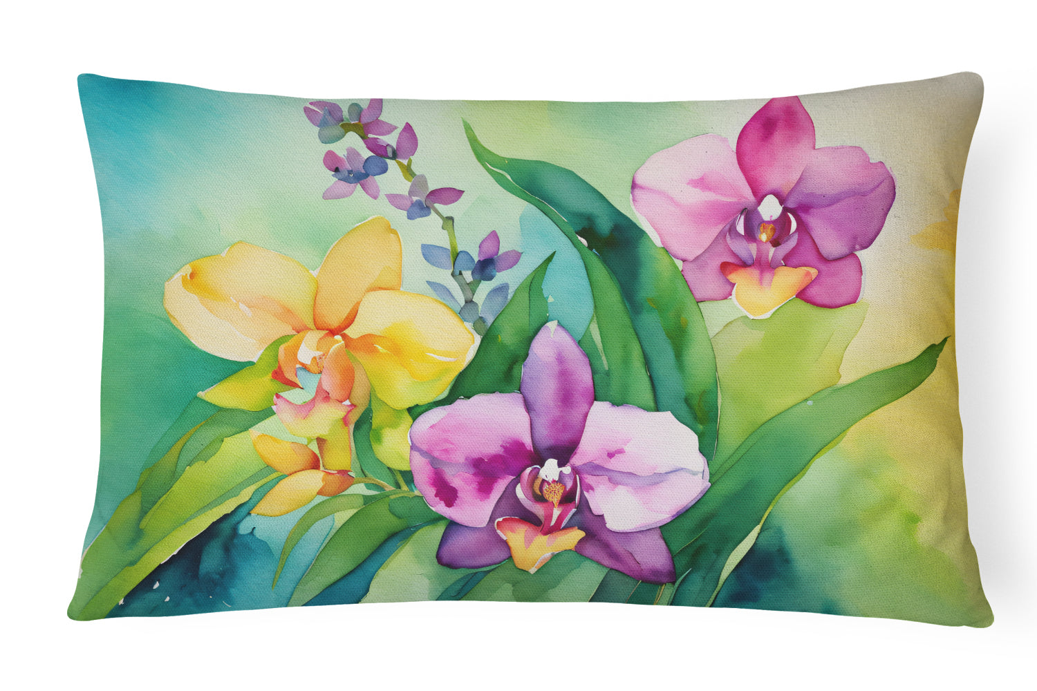 Buy this Orchids in Watercolor Fabric Decorative Pillow