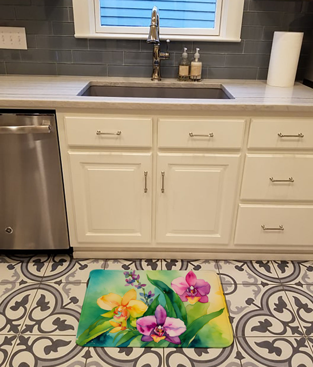 Buy this Orchids in Watercolor Memory Foam Kitchen Mat