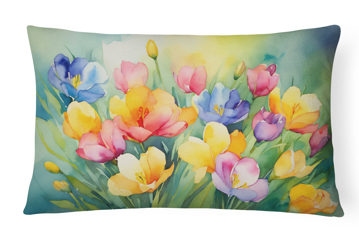 Buy this Freesias in Watercolor Fabric Decorative Pillow