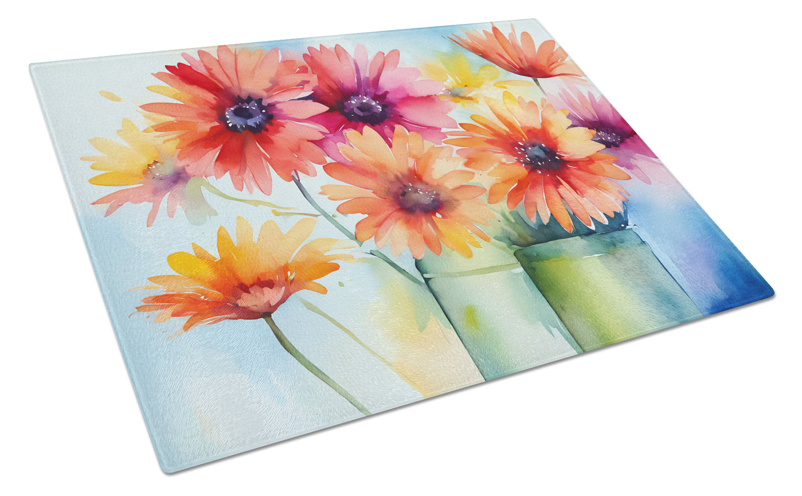 Buy this Gerbera Daisies in Watercolor Glass Cutting Board Large