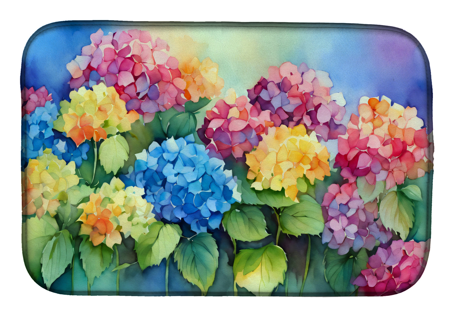 Buy this Hydrangeas in Watercolor Dish Drying Mat