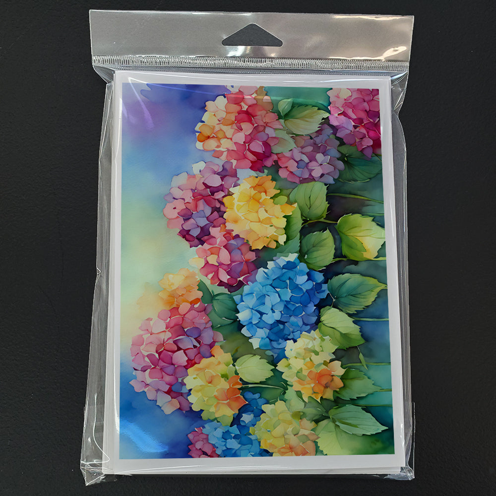 Hydrangeas in Watercolor Greeting Cards and Envelopes Pack of 8