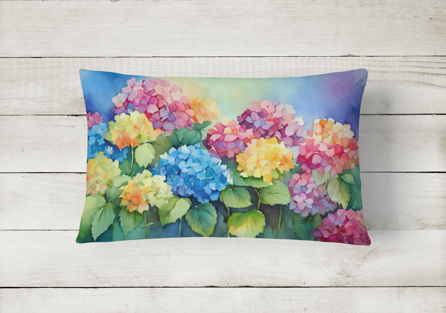 Buy this Hydrangeas in Watercolor Fabric Decorative Pillow