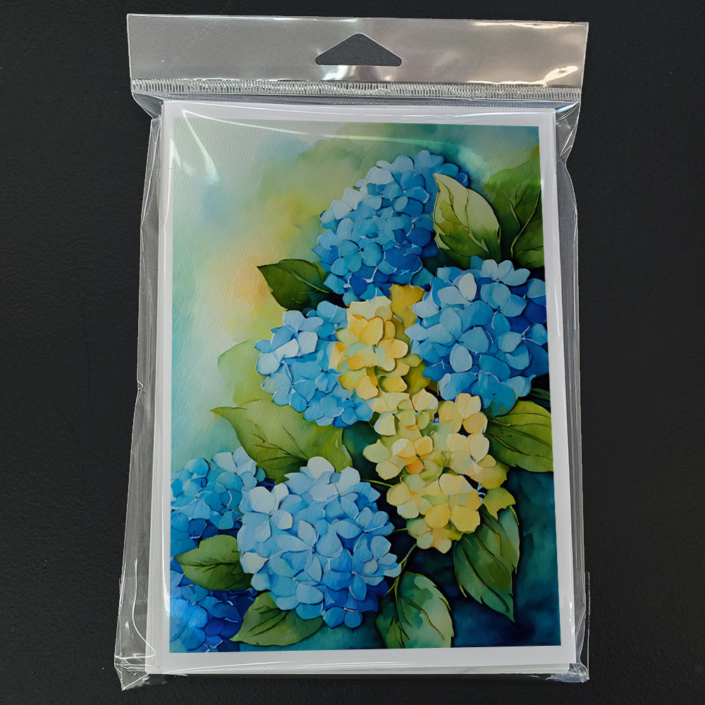 Hydrangeas in Watercolor Greeting Cards and Envelopes Pack of 8