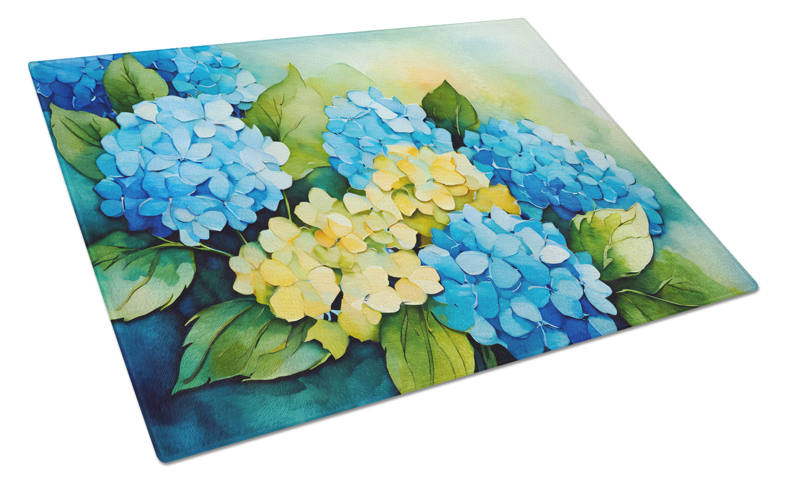 Buy this Hydrangeas in Watercolor Glass Cutting Board Large