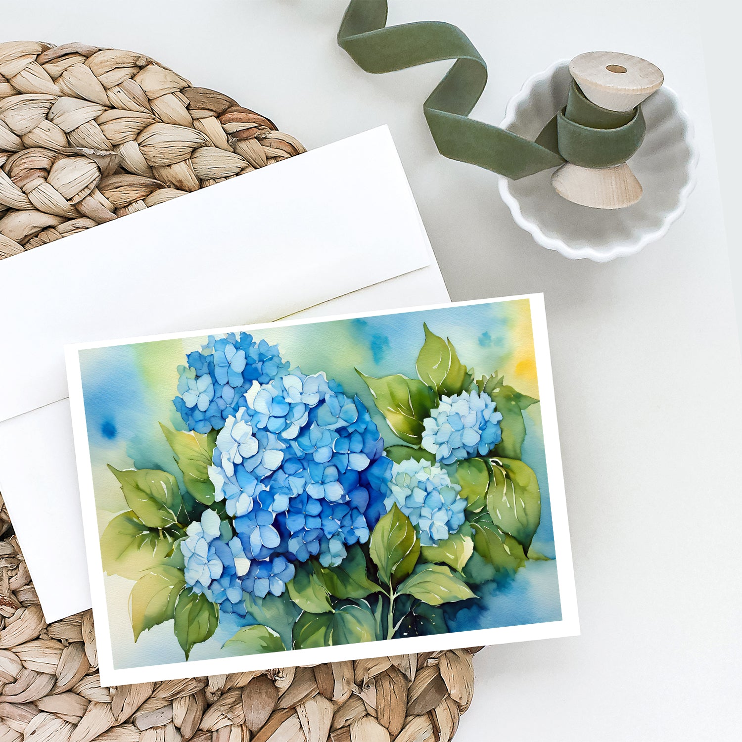 Buy this Hydrangeas in Watercolor Greeting Cards and Envelopes Pack of 8