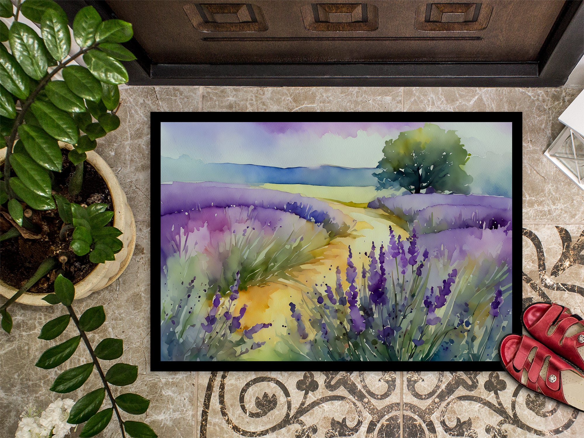 Lavender in Watercolor Indoor or Outdoor Mat 24x36