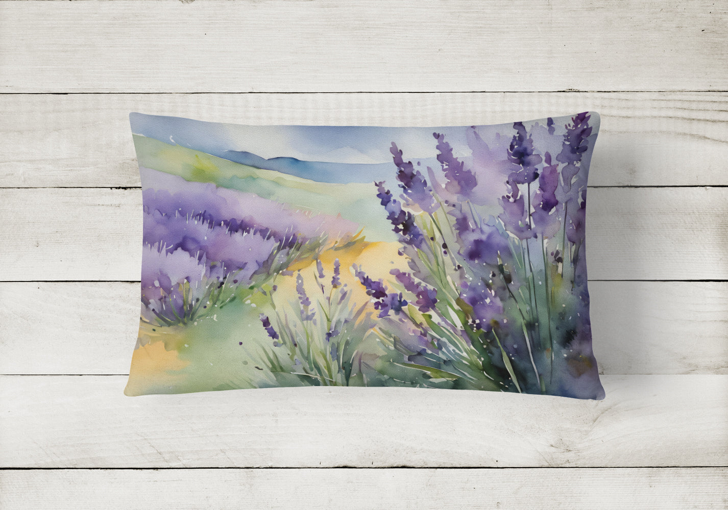 Lavender in Watercolor Fabric Decorative Pillow