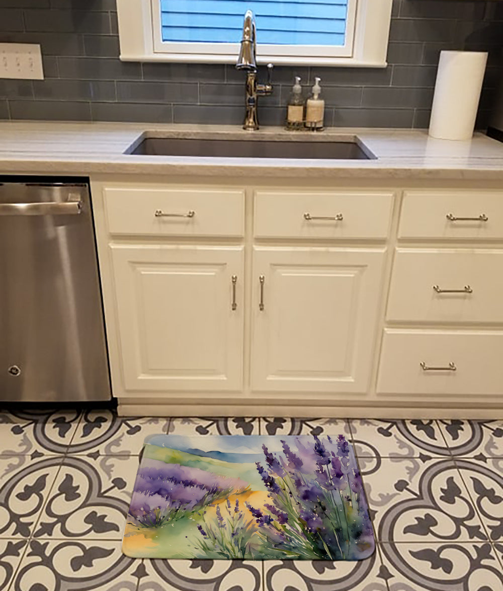 Lavender in Watercolor Memory Foam Kitchen Mat
