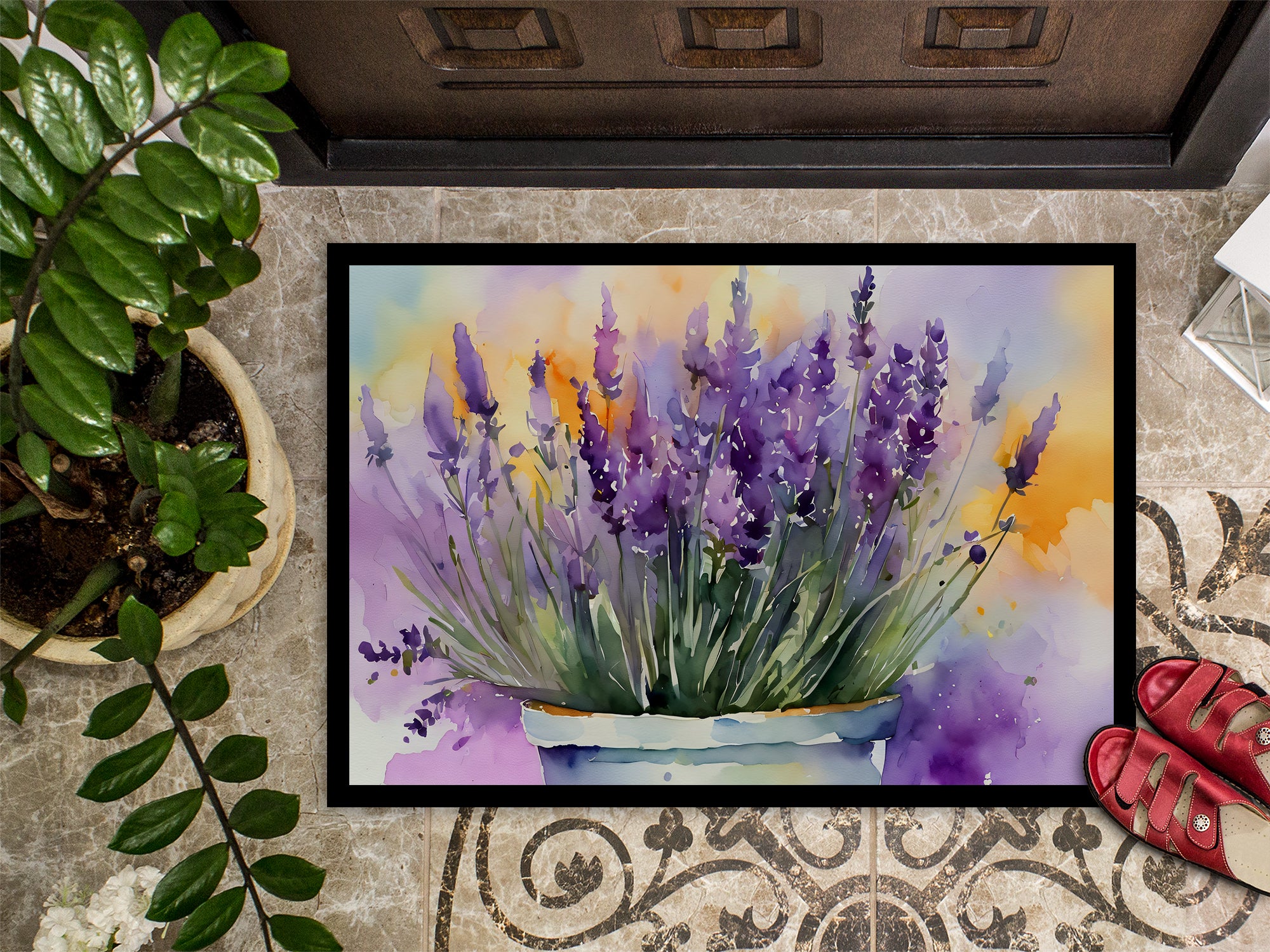 Lavender in Watercolor Indoor or Outdoor Mat 24x36