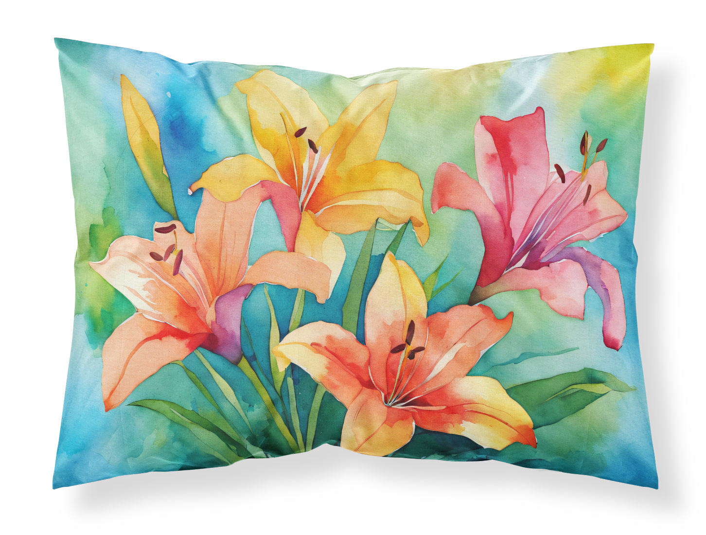 Buy this Lilies in Watercolor Fabric Standard Pillowcase