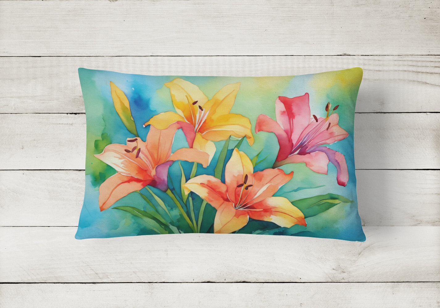 Buy this Lilies in Watercolor Fabric Decorative Pillow