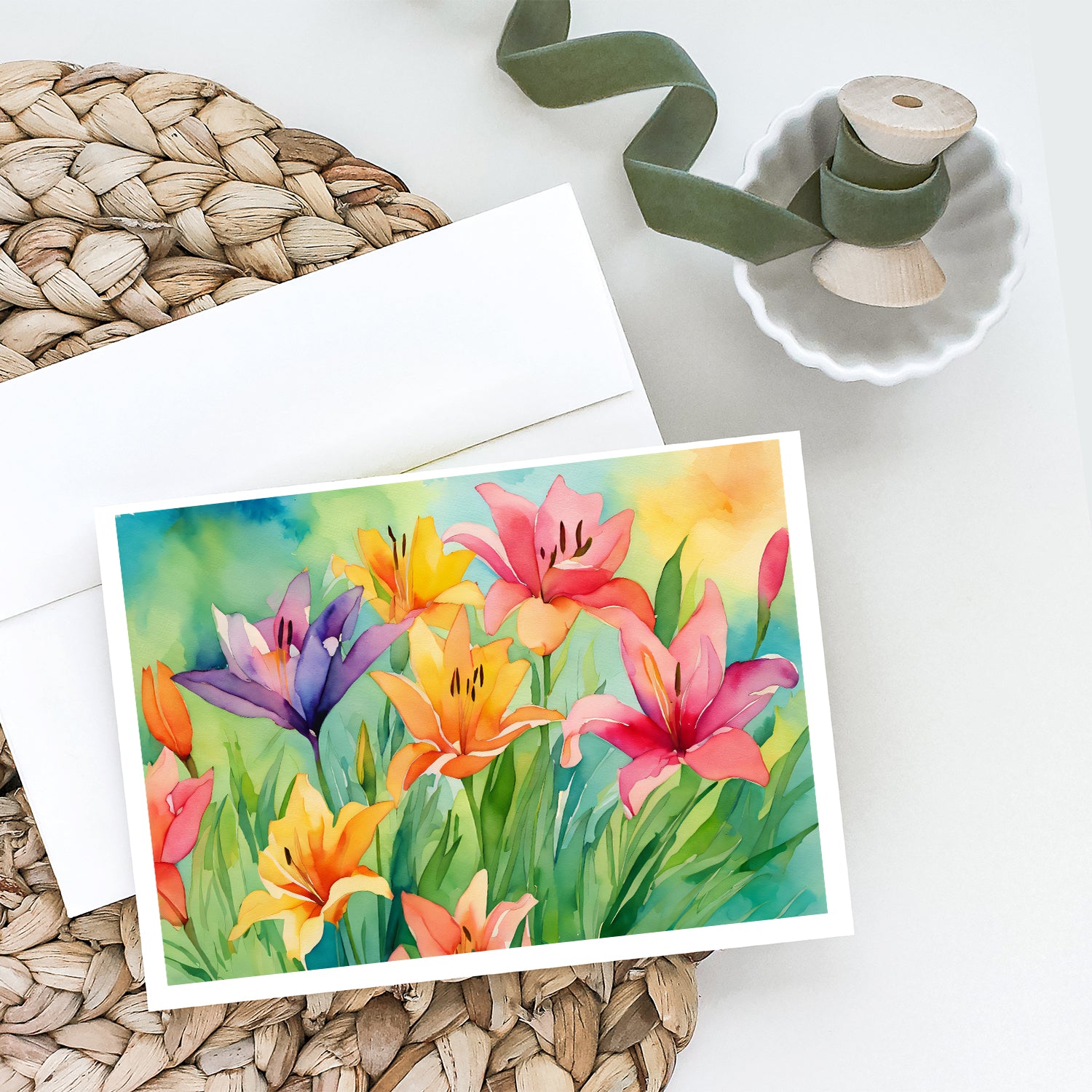 Buy this Lilies in Watercolor Greeting Cards and Envelopes Pack of 8