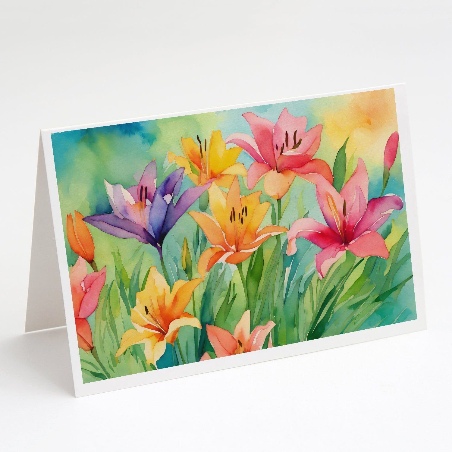 Buy this Lilies in Watercolor Greeting Cards and Envelopes Pack of 8