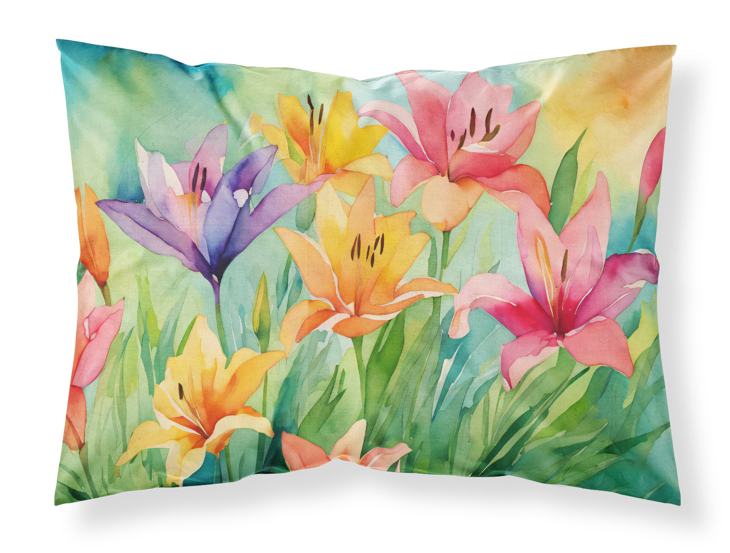 Buy this Lilies in Watercolor Fabric Standard Pillowcase