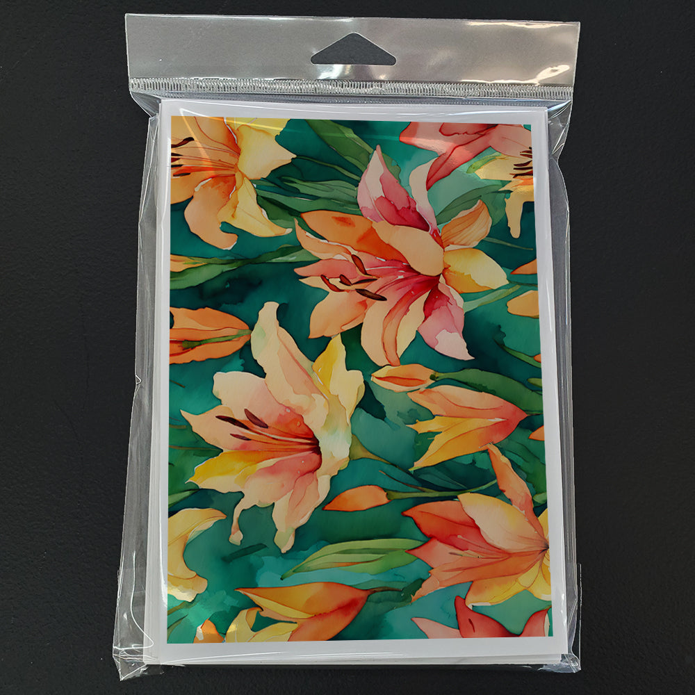 Lilies in Watercolor Greeting Cards and Envelopes Pack of 8