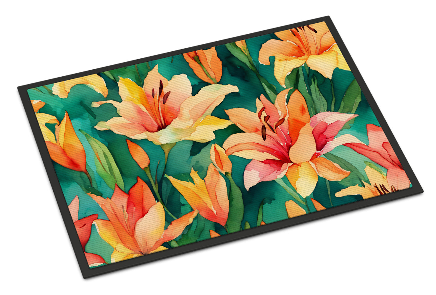 Buy this Lilies in Watercolor Indoor or Outdoor Mat 24x36