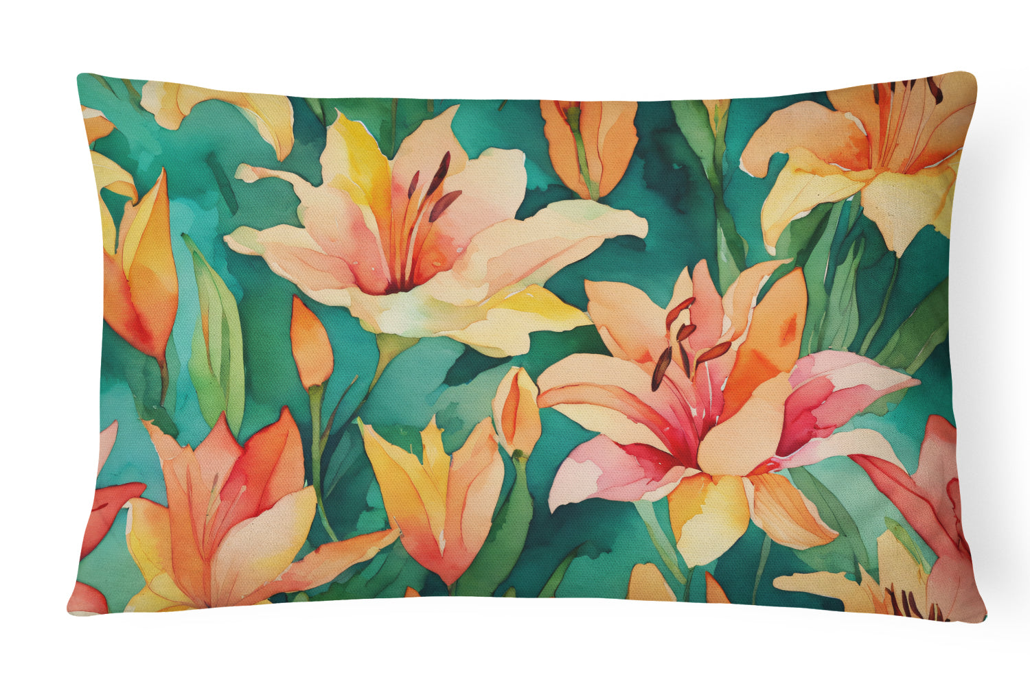 Buy this Lilies in Watercolor Fabric Decorative Pillow