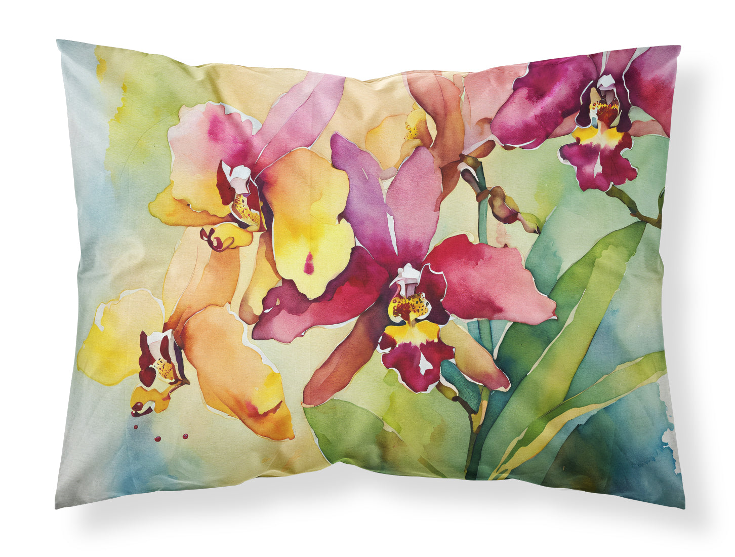Buy this Orchids in Watercolor Fabric Standard Pillowcase