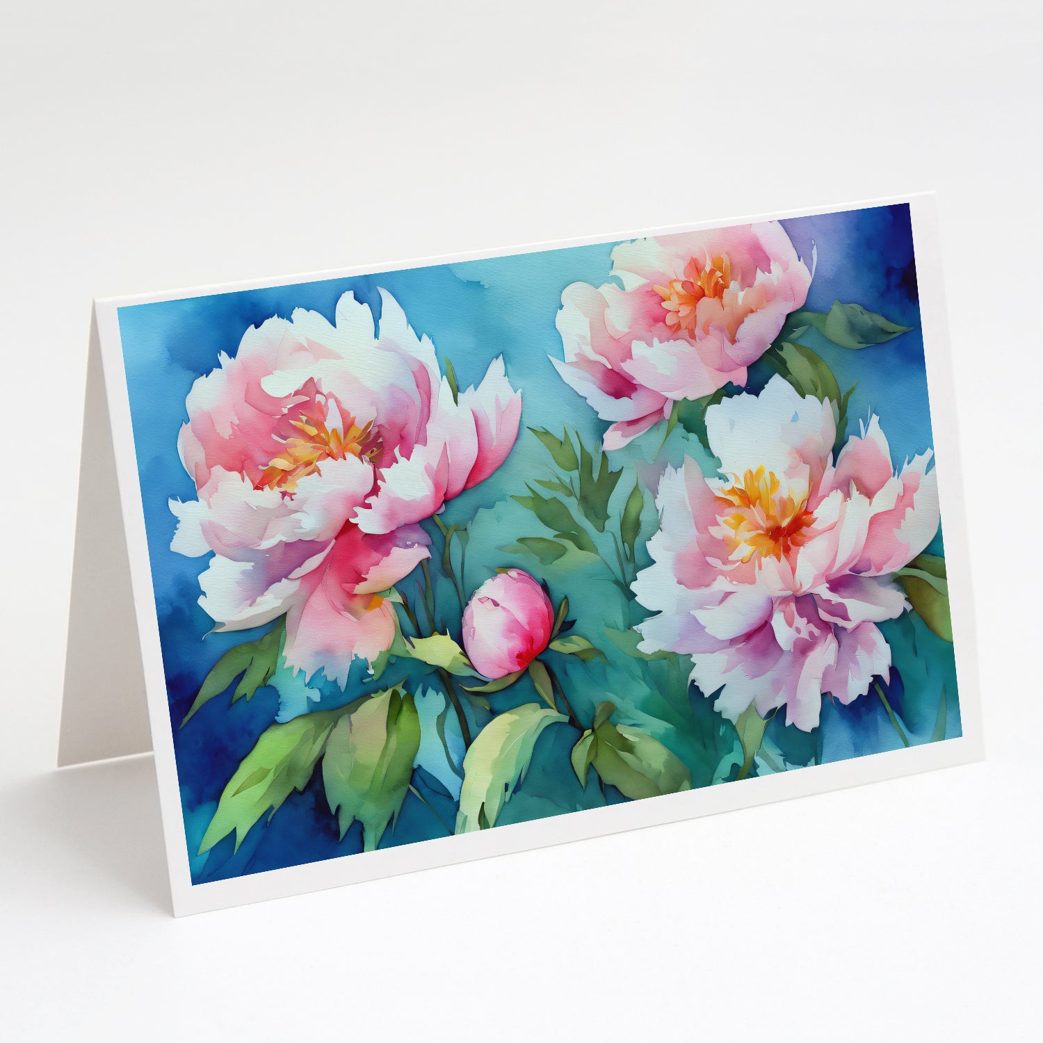Buy this Peonies in Watercolor Greeting Cards and Envelopes Pack of 8