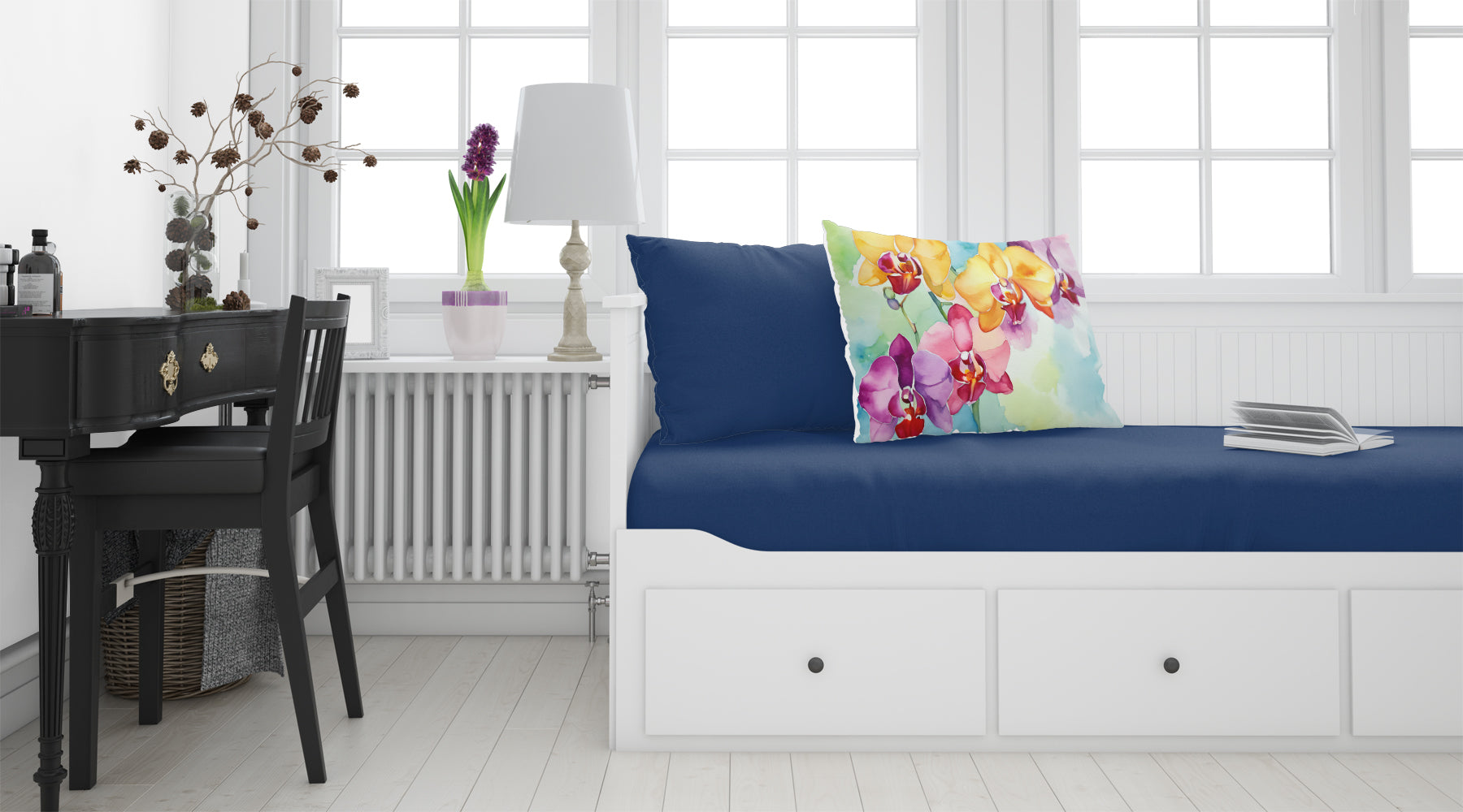 Orchids in Watercolor Fabric Standard Pillowcase