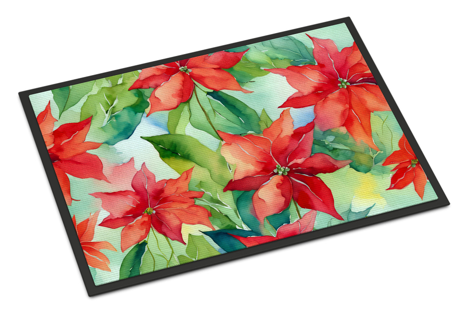 Buy this Poinsettias in Watercolor Indoor or Outdoor Mat 24x36