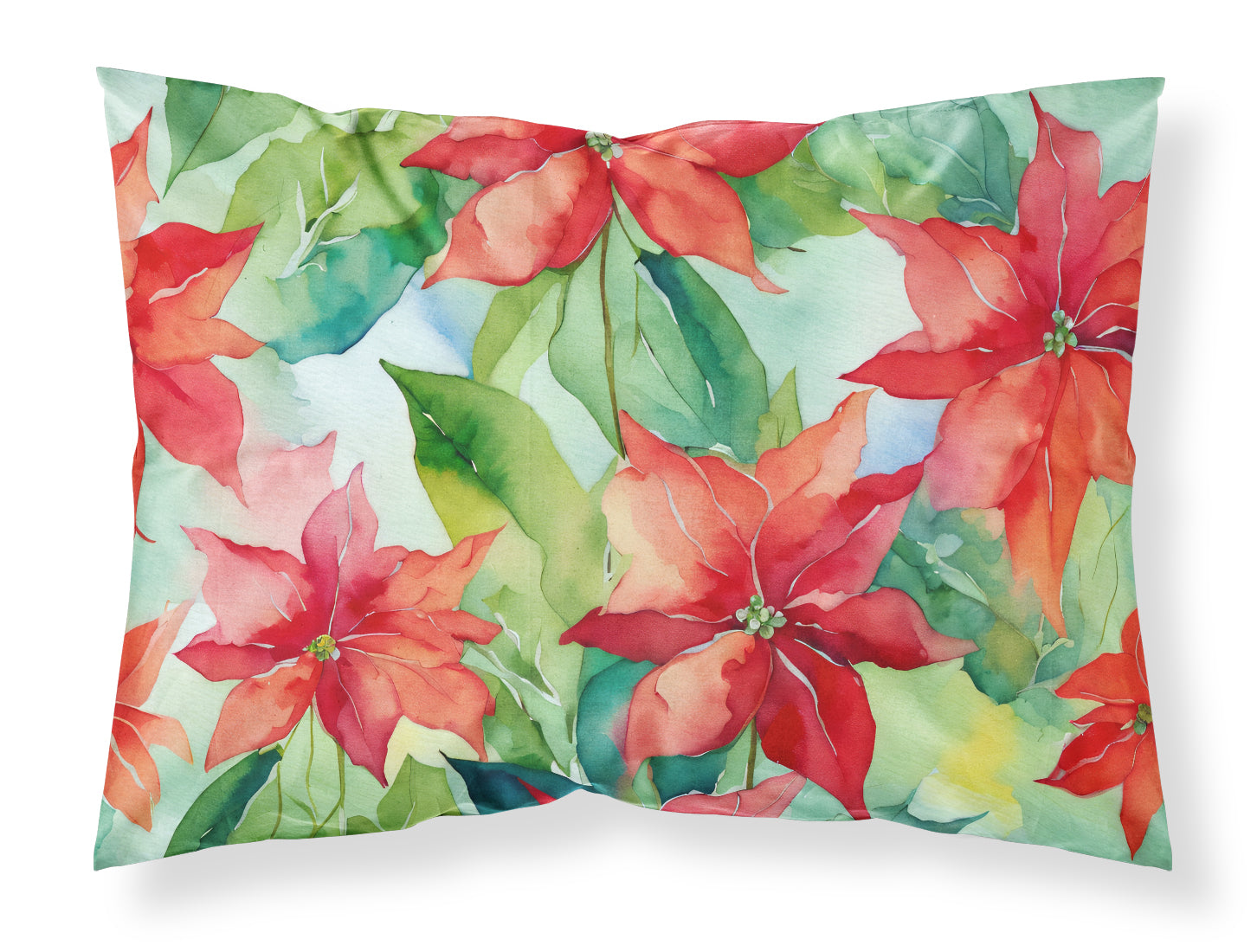 Buy this Poinsettias in Watercolor Fabric Standard Pillowcase