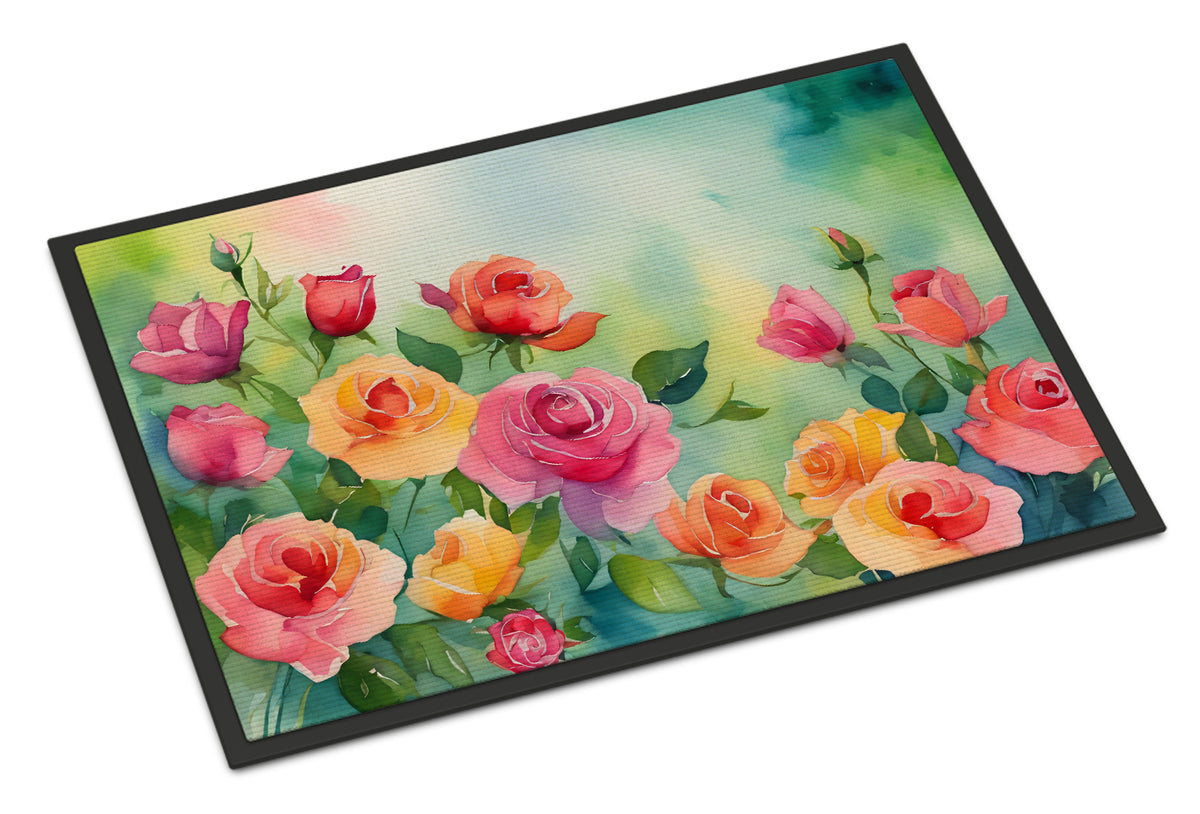 Buy this Roses in Watercolor Indoor or Outdoor Mat 24x36