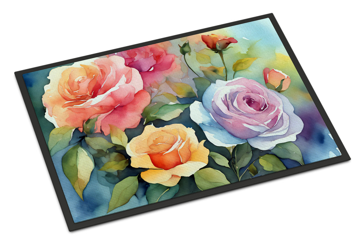 Buy this Roses in Watercolor Doormat 18x27