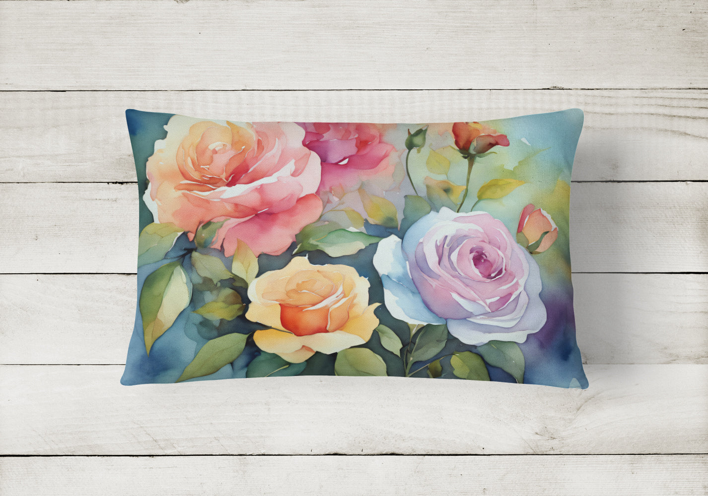 Buy this Roses in Watercolor Fabric Decorative Pillow
