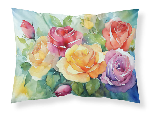 Buy this Roses in Watercolor Fabric Standard Pillowcase