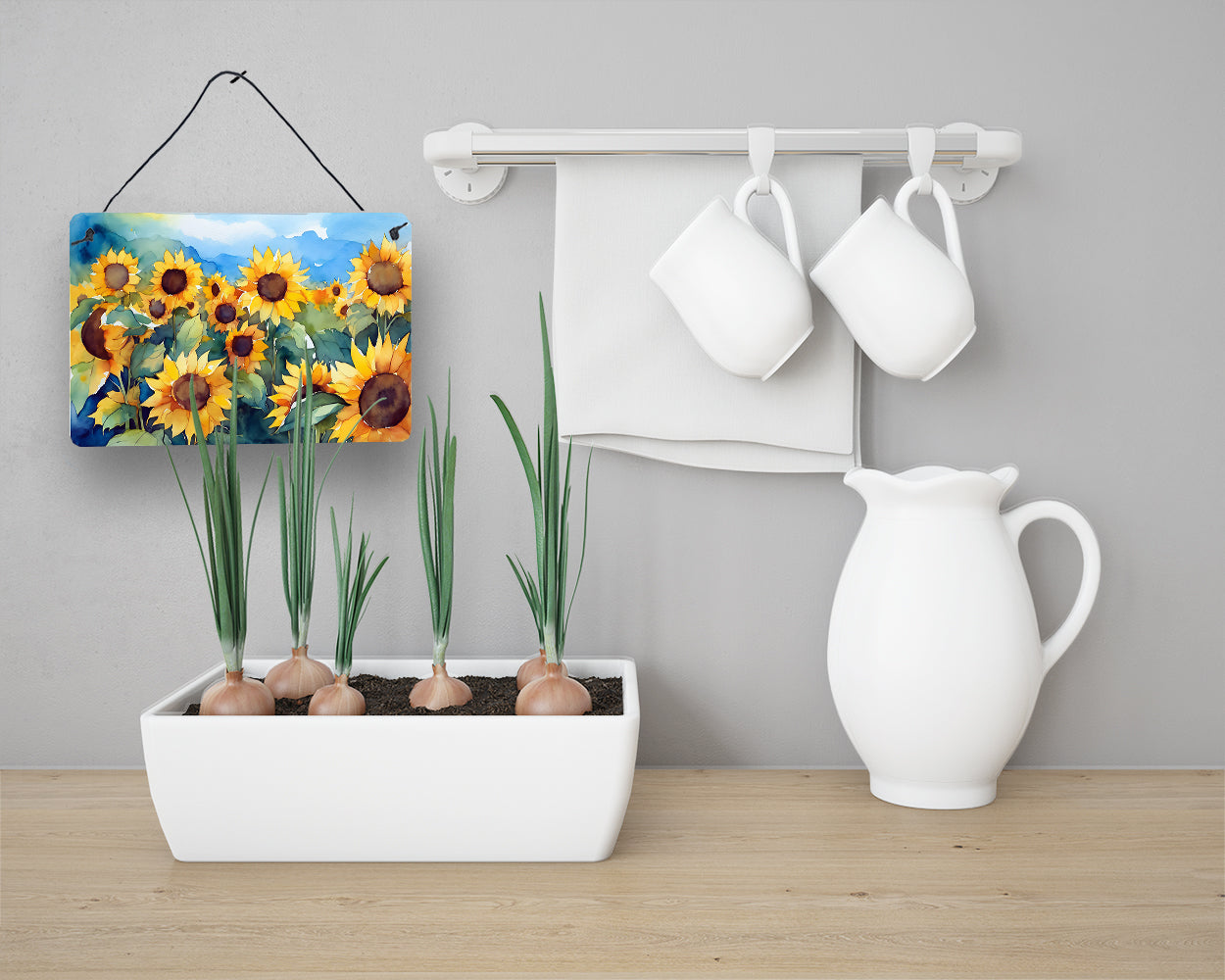 Sunflowers in Watercolor Wall or Door Hanging Prints