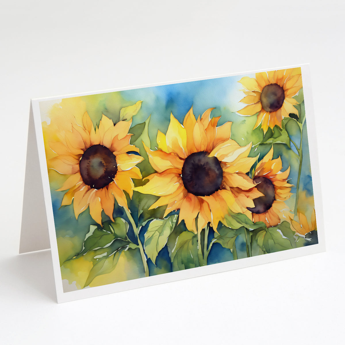 Buy this Sunflowers in Watercolor Greeting Cards and Envelopes Pack of 8