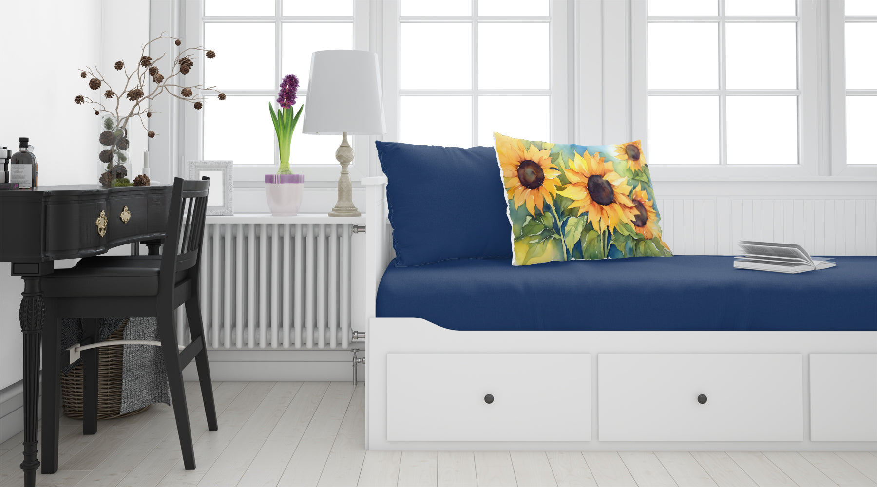 Sunflowers in Watercolor Fabric Standard Pillowcase