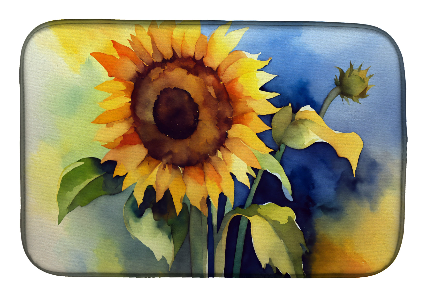 Buy this Sunflowers in Watercolor Dish Drying Mat