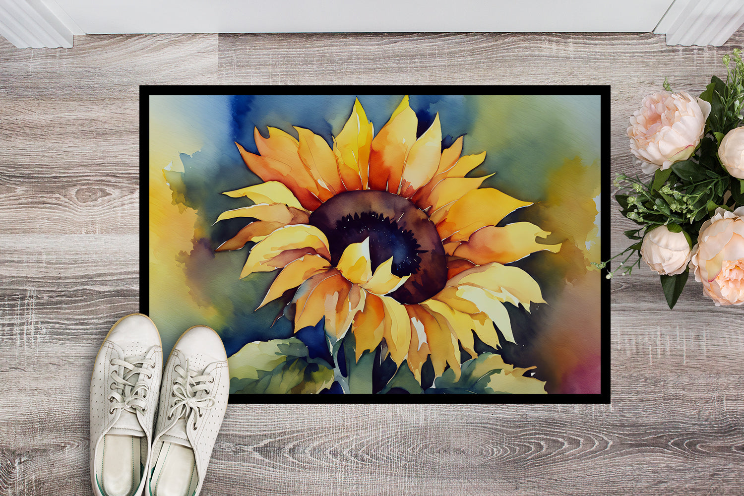 Buy this Sunflowers in Watercolor Doormat 18x27