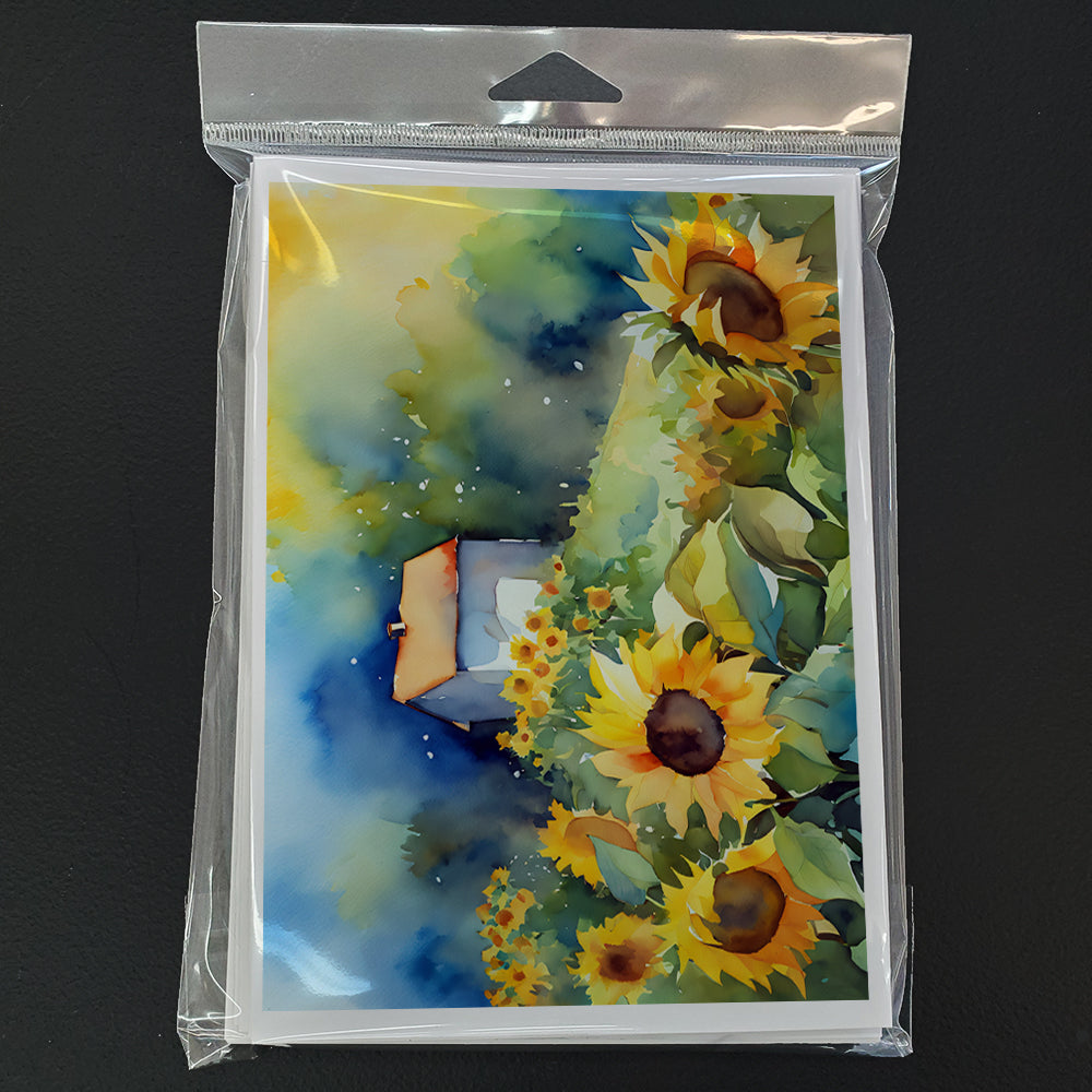 Sunflowers in Watercolor Greeting Cards and Envelopes Pack of 8