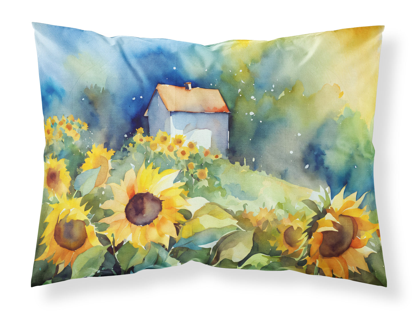 Buy this Sunflowers in Watercolor Fabric Standard Pillowcase