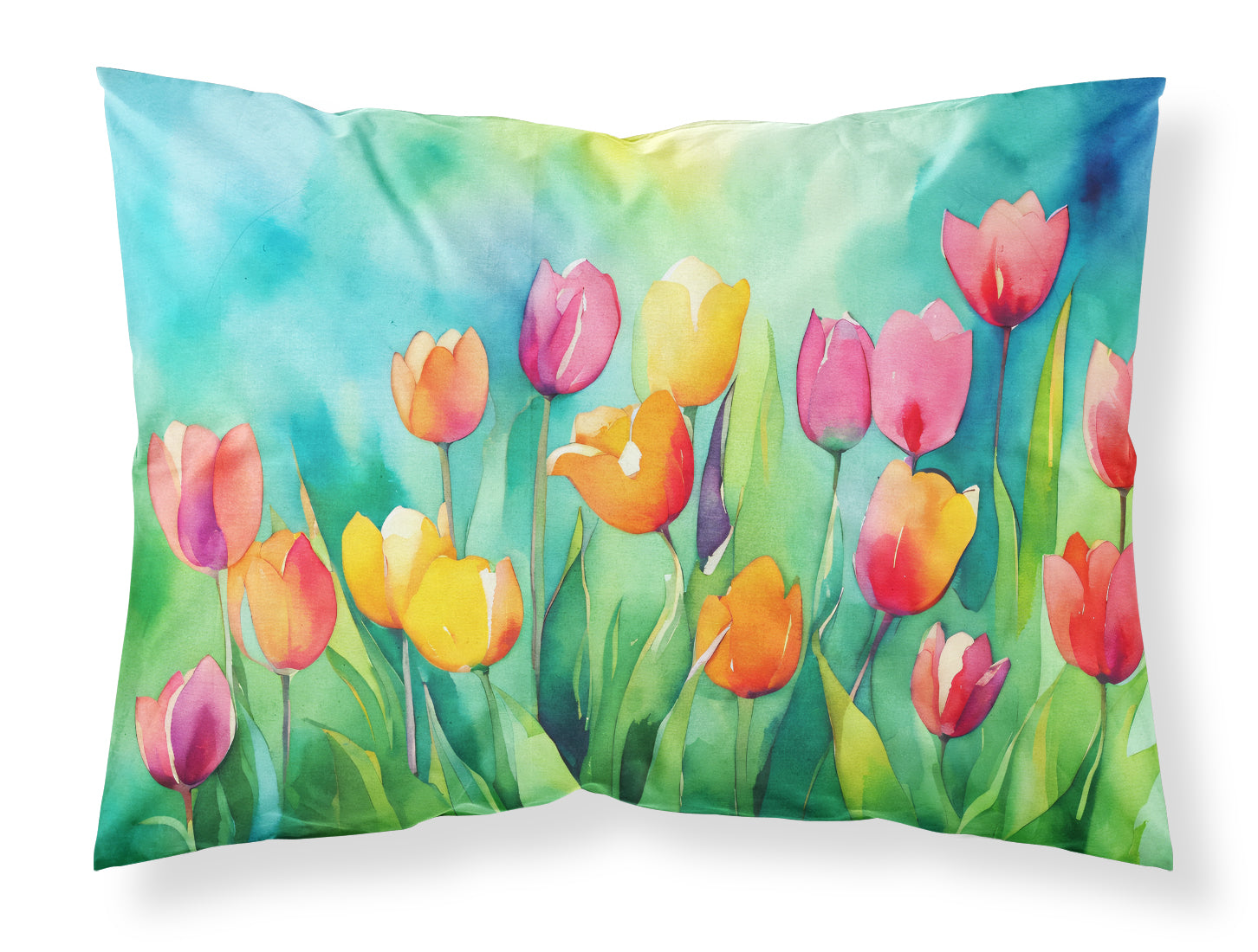Buy this Tulips in Watercolor Fabric Standard Pillowcase