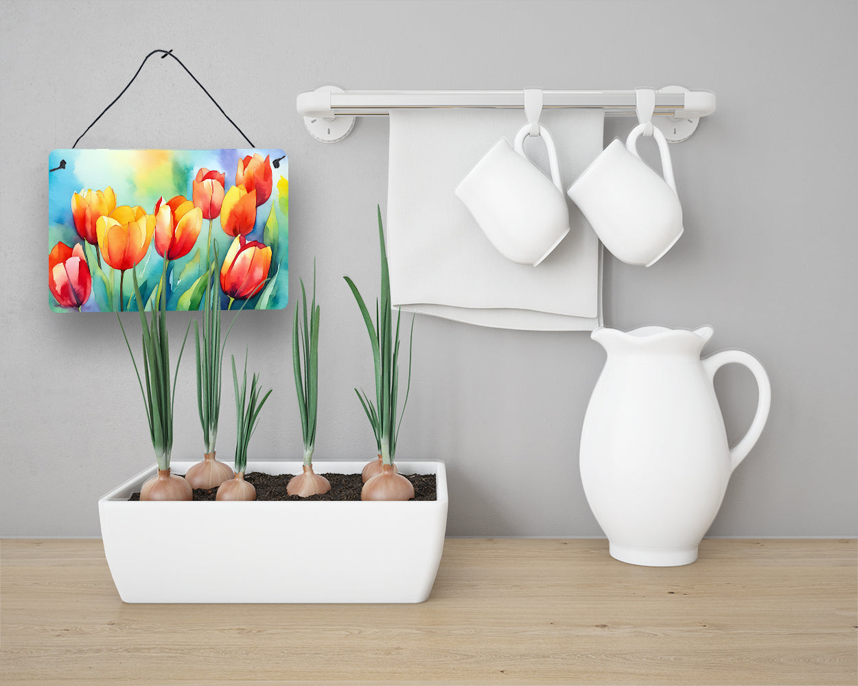 Tulips in Watercolor Wall or Door Hanging Prints