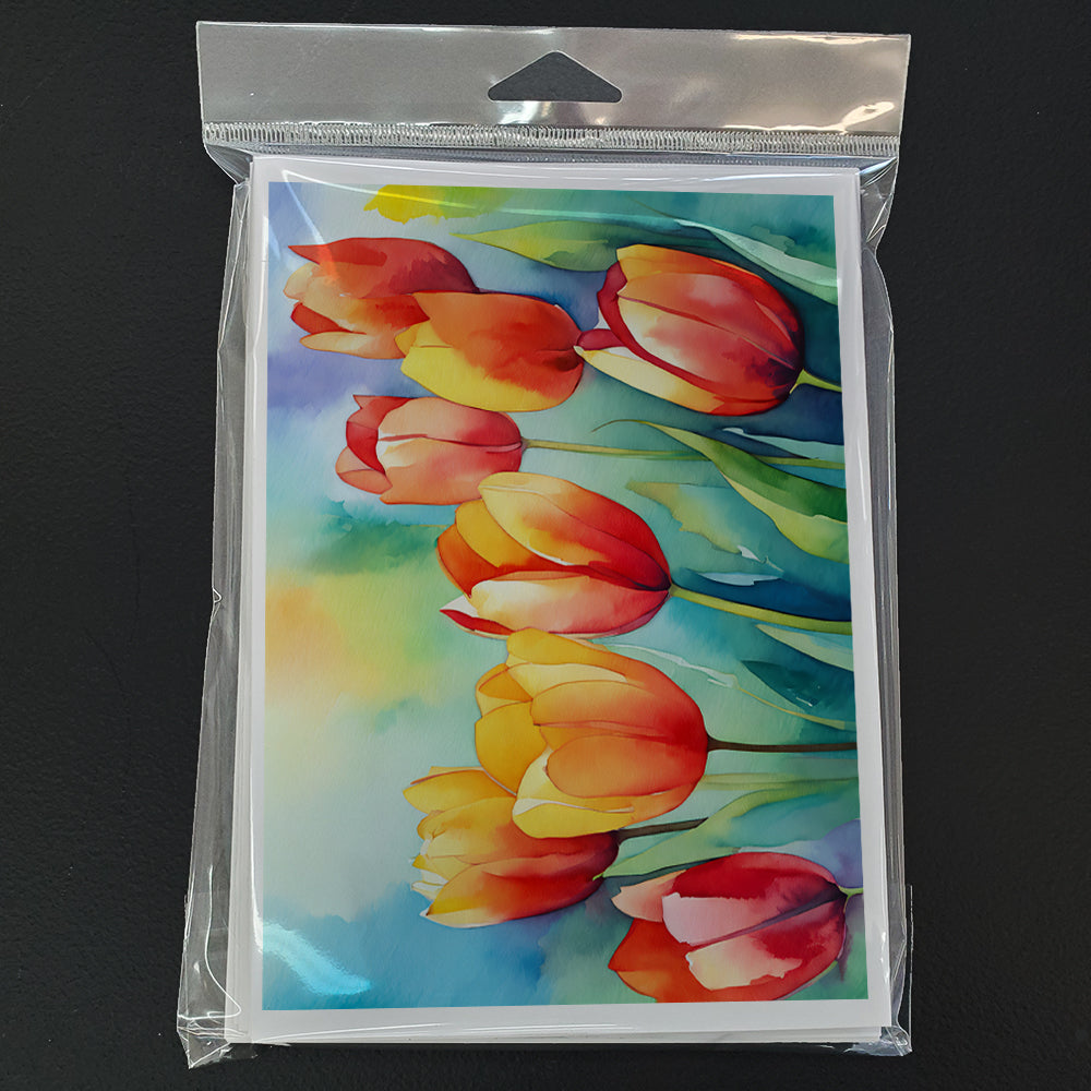 Tulips in Watercolor Greeting Cards and Envelopes Pack of 8